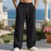 Men's Heavyweight Hip-Hop Pants – Jacquard Textured Straight Leg, Non-Iron Polyester (S-XXXL, Black/Navy/Khaki/Gray)_viptrois.com