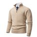 Men's Thermal Knit Sweater, Half-Zip Stand Collar, Vertical Ribbed Design, Thickened Winter Warm Pullover, Business Casual & Streetwear Fashion_viptrois.com