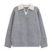 Men's Smart-Casual Layered Collar Sweater – British-Inspired Knit Pullover With Faux Two-Piece Design, Soft Polyester Blend For Winter_viptrois.com