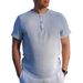 Men's Clothing New Round Neck Shirt Summer Casual Shirt Solid Color Fashion Men's Button Top_viptrois.com