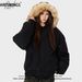 Men's Clothing American Fur Collar Cotton Coat Men And Women Autumn And Winter Thick Warm Couple Coat Parka Ins_viptrois.com