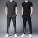 New Elastic Thin Ice Silk Two-Piece Set Summer High-End Men's Casual Sports Plus Size Suit Trend_viptrois.com