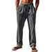 Men's Casual Long Pants Loose Straight Leg With Vertical Stripes Mid High Waist Wide Leg_viptrois.com