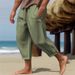 Men's Clothing Solid Color Drawstring Cotton And Linen Loose Casual Beach Casual Pants_viptrois.com