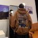 Autumn High Street Hoodie Men's Hooded Coffee Color Retro And Plush Thick Loose Jacket_viptrois.com