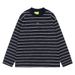 Korean Version Of Simple And Casual Wear Green Contrasting Stripes Casual Retro Loose Long-sleeved T-shirt Men's And Women's Autumn Tops_viptrois.com