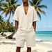 Men's Casual Sportswear Set – Breathable V-Neck T-Shirt & Comfort Shorts – Summer Athleisure Two-Piece Outfit_viptrois.com