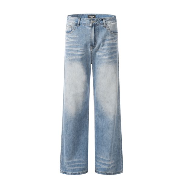 Men's Clothing High Street Retro Jeans Men And Women Loose Straight High End Sense Of All Match Wide Leg Pants Handsome Pants_viptrois.com