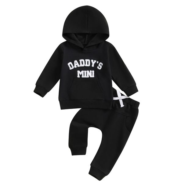 Mother & Kids Children's Clothing For Infants And Young Boys, Casual Suit, Letter Printed Long Sleeved Top Fake Drawstring Trousers, Two Piece Set_viptrois.com