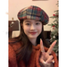 Small niche beret women's new color grid fresh bud woolen painter pumpkin hat_viptrois.com