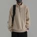 Japanese Retro Half-Zip Stand Collar Sweatshirt Men 2024 Spring Autumn New Fashion Trend Solid Color Casual Jacket Top_viptrois.com