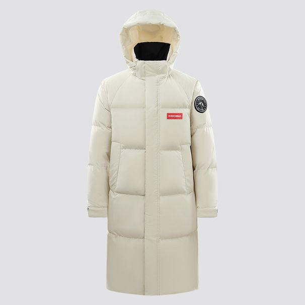 Premium Couple's Winter Hooded Down Jacket – Warm & Stylish Long Coat With 550 Fill Power Duck Feather For Cold Weather (Black/White, S-Xxxl)_viptrois.com