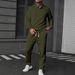 Men’s Textured Polo & Long Pants Set – Breathable Polyester Casual Sportswear (S-XXXL, White/Grey/Black/Army Green/Sky Blue/Khaki)_viptrois.com
