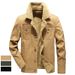 Men's Clothing Thickened Collar Cotton Jacket - Military Style Fleece-Lined Winter Coat For Casual & Outdoor Wear (Khaki, Black, Army Green)_viptrois.com
