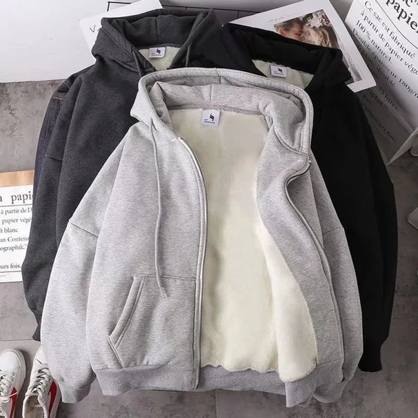 Men's Clothing Autumn And Winter Plus Velvet Thickened Jacket Sweatshirt Men's Winter Korean Version Loose Warm Student Ins Trendy Top Couple Style_viptrois.com