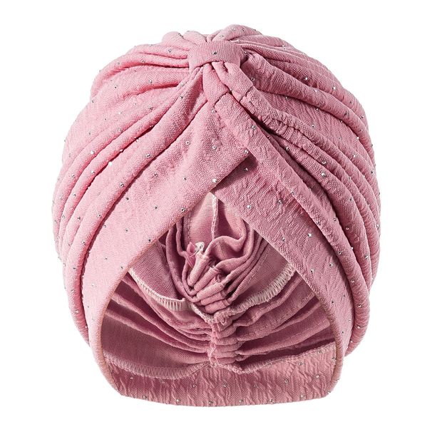 Women's Hats Hot Diamond Flower Ethnic Hat Hot Sale Fashion Three Dimensional Pleated Protective Headscarf Hat For Women_viptrois.com