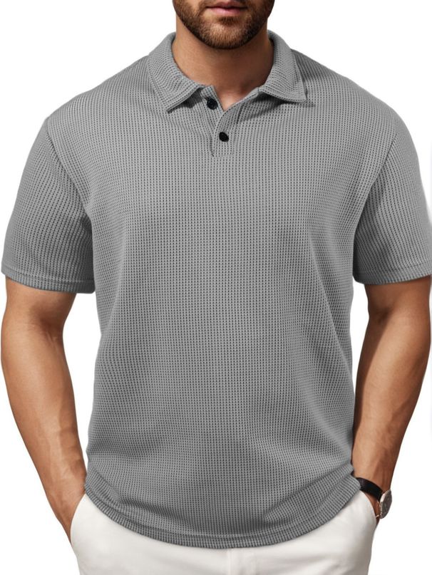 Men's Casual Polo Shirt Striped Lapel T Shirt Men's Short Sleeve_viptrois.com