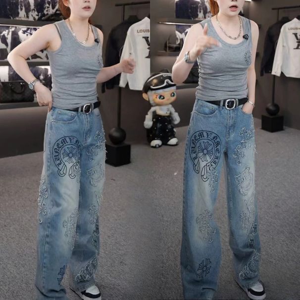 Autumn Winter New Fashion Comfortable Versatile Trendy Light Luxury High-end Loose Casual Design Men's Jeans_viptrois.com