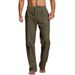 Men's Clothing Men's Foreign Trade Cotton And Linen Loose Elastic Drawstring Waist Straight Summer Breathable Beach Trousers_viptrois.com