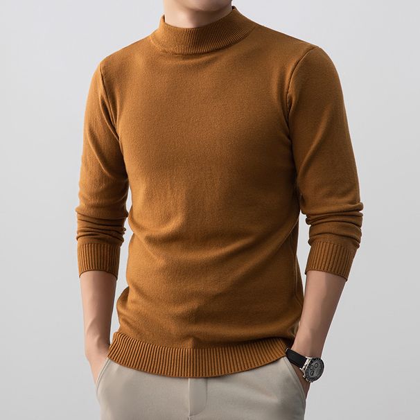 9 Colors Available Men 2025 Autumn Winter New Half Turtleneck Solid Color Casual Base Men's Knitted Sweater_viptrois.com