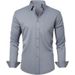 Men's Clothing Four Sided Stretch Slim Long Sleeve Solid Color Simple Shirt Business Casual_viptrois.com