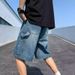 Men's Clothing Summer Thin Loose Trendy Straight Pants Style Casual All Match Five Point Pants_viptrois.com