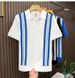 Men's Striped Knit Polo Shirt - Breathable Summer Short Sleeve, Slim Fit & Colorblock Design (Black, White, Blue)_viptrois.com