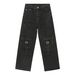 EF JEANS | 2023 European And American Street Multi-pocket Splicing Design Wide-leg Tooling Denim Trousers Straight Versatile_viptrois.com