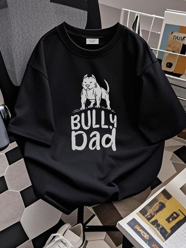 American Bully T Shirt Dog Parent Dad Fashion Top For Everyday Wear Soft Casual Streetwear Slightly Versatile Stylish Stretched Homme Graphic_viptrois.com