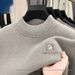 Loom Loom Mink Velvet Half Turtleneck Knitwear Men's Autumn Winter Trendy Embroidered Base Sweater Warm Loose Plus Size Inner Wear_viptrois.com