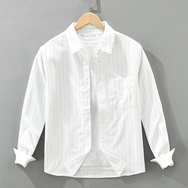 New Striped Long Sleeved Shirt For Men, Fashionable And Versatile, Artistic And Casual Loose Top_viptrois.com