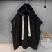 Men's Sleeveless Hooded Vest - Korean Streetwear Style, Breathable Polyester, Unisex Casual Wear For Summer_viptrois.com