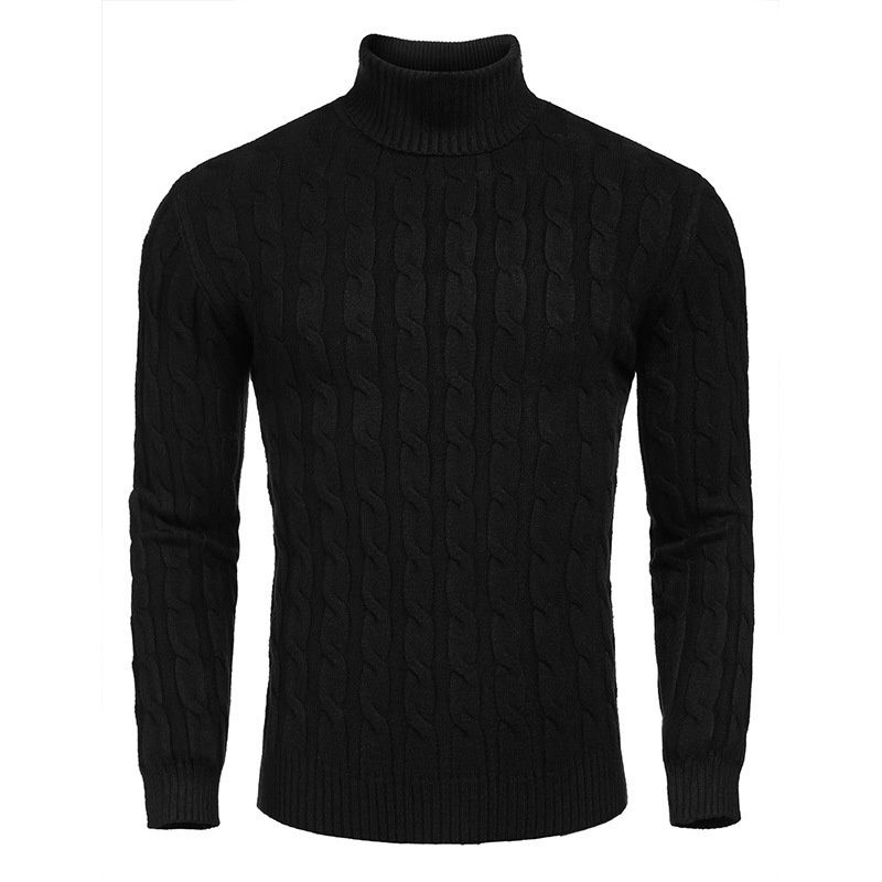 Loom 2021 Autumn Winter Long Sleeve Knitted Top Export Men's High Neck Base Shirt European American T-Shirt Pullover Sweater_viptrois.com