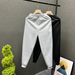 Autumn Light Gray Fleece Lined Sweatpants Men's Trendy Sports Casual Slim Fit Trousers Men's Tapered Long Trousers Trendy_viptrois.com