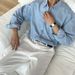 Men's Clothing Washed Distressed Denim Shirt Loose Long Sleeved Work Shirt Jacket_viptrois.com