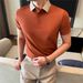 Summer Business Casual Polo Shirt for Men Short Sleeved High End Ice Silk Seamless Collar High Elasticity Top_viptrois.com