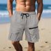 Men's Metallic Shiny Cargo Shorts With Multiple Pockets - Breathable Cotton Blend Workout Shorts For Running, Cycling & Outdoor Activities_viptrois.com
