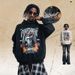 Fashion Style Fleece-lined 430g Plaster Angel Print Hoodie, Loose Casual American-style Sweatshirt_viptrois.com