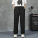 Men's Black Casual Trousers High End Summer Loose Straight Leg Dress Pants Cleanfit Style Suit Bottoms_viptrois.com