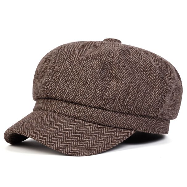 Casual British Style Octagonal Hat Duckbill Beret Men's Trendy Autumn Winter Women's Newsboy Cap_viptrois.com