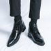 Men's Pointed Toe Chelsea Boots - High Shine Leather Ankle Boots With Side Zipper For Business & Formal Wear (Brown/Black)_viptrois.com