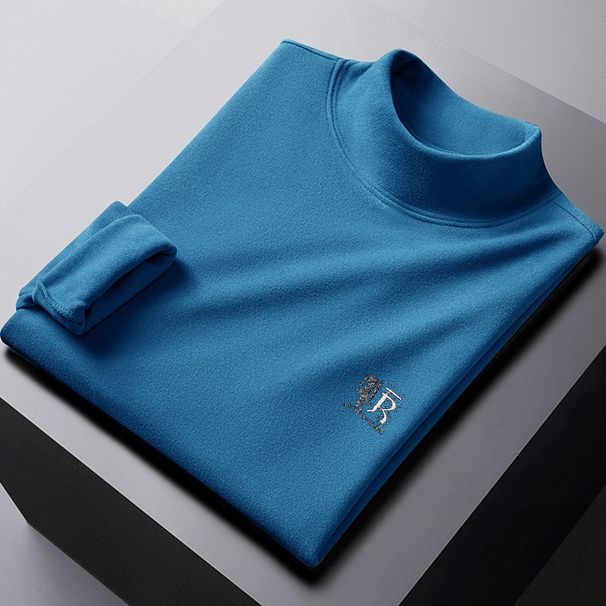 Men's Thermal Sweatshirt Long Sleeve T-Shirt Double-Sided Fleece Base Shirt Autumn Half Turtleneck Brushed Versatile_viptrois.com
