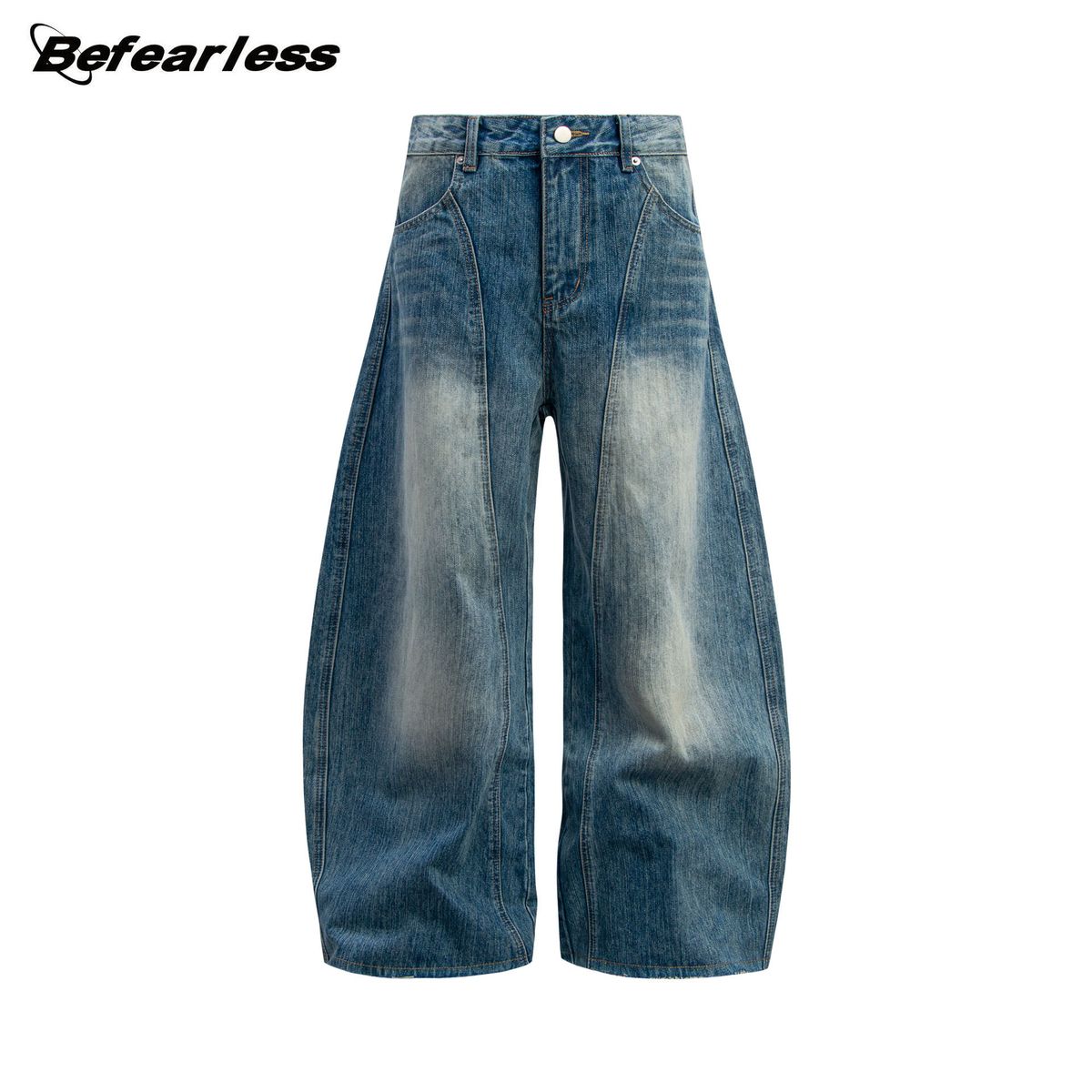 Men's Clothing American Retro Original Denim Scimitar Jeans Loose Drape Wide Leg Pants Sickle Pants Boys Summer Long Pants_viptrois.com