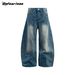 Men's Clothing American Retro Original Denim Scimitar Jeans Loose Drape Wide Leg Pants Sickle Pants Boys Summer Long Pants_viptrois.com