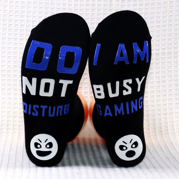 Cotton mid-tube socks soles two-color letter non-slip adhesive socks casual sports game socks_viptrois.com