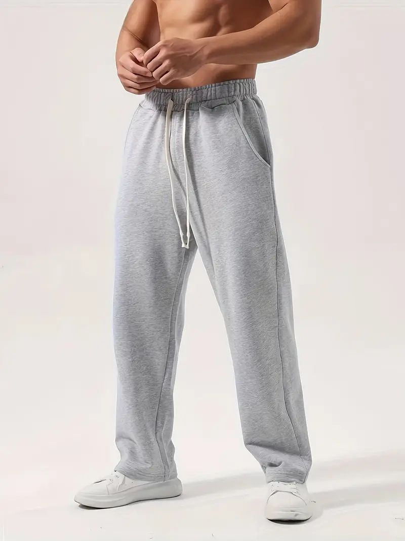 Men's Clothing Straight Loose Pants Casual Sweatpants Men's Casual Jogger Pants With Drawstring Waist, Loose Fit Sweatpants For Comfort & Style_viptrois.com