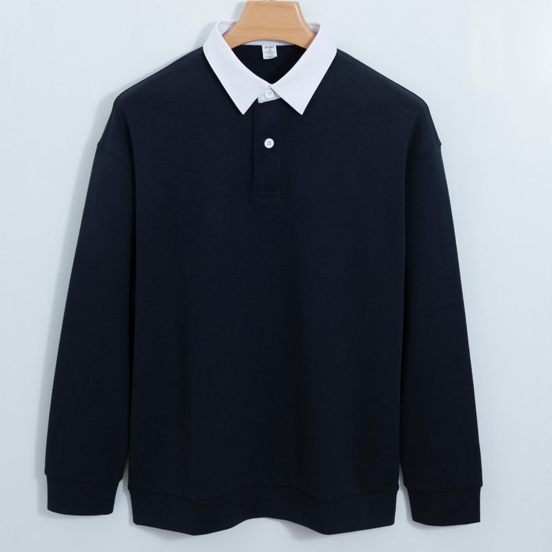 Unisex Thick Cotton Polo Sweatshirt - Oversized Casual Long Sleeve Pullover For Men & Women (Multiple Colors Available)_viptrois.com