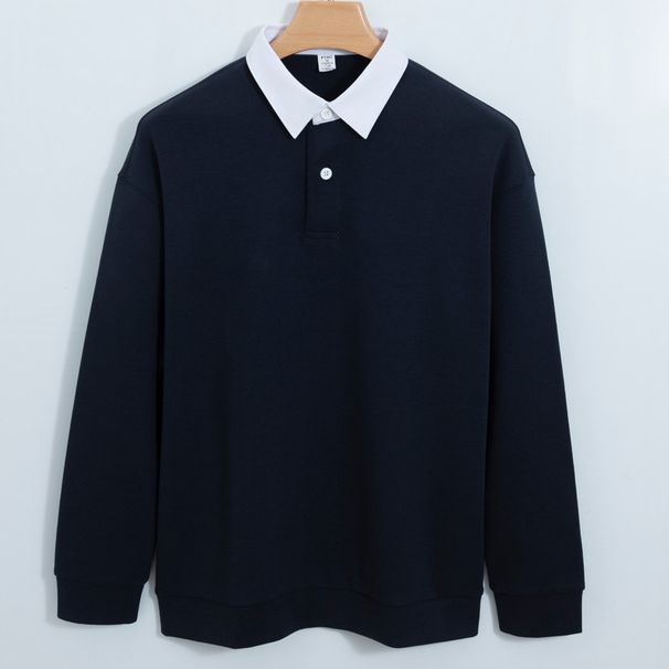 Unisex Thick Cotton Polo Sweatshirt - Oversized Casual Long Sleeve Pullover For Men & Women (Multiple Colors Available)_viptrois.com