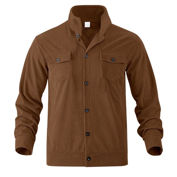 Men's Heavyweight Corduroy Jacket With Stand-Up Collar & Multiple Pockets – Classic Autumn Winter Casual Coat_viptrois.com