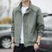 Men's Military Style Work Jacket – Slim-Fit Stand Collar Zip-Up Casual Coat With Utility Pockets (Regular & Fleece-Lined Options)_viptrois.com